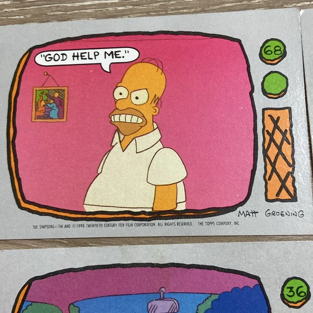 1990 Topps The Simpsons Cards Set of 5 - Picture 2 of 7